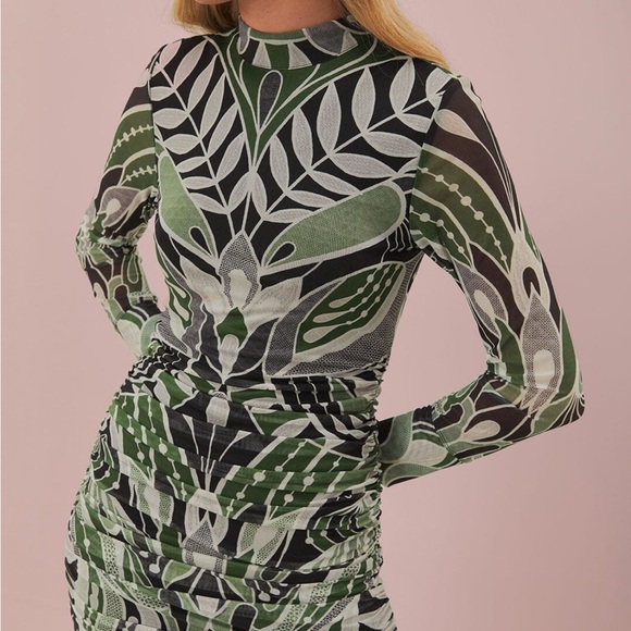 BNWT FARM Rio Green and Black Long Sleeve Dress size Large - Picture 8 of 9